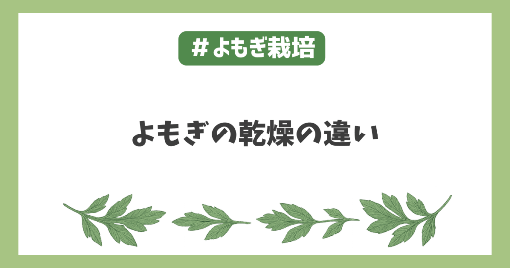 ヨモギ乾燥の違い天日干し陰干し
